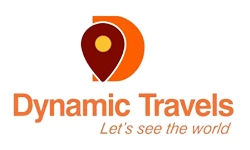 Dynamic Travels logo with a location pin symbol and the tagline “Let’s see the world,” representing travel industry partnerships that help students secure strong career placements.